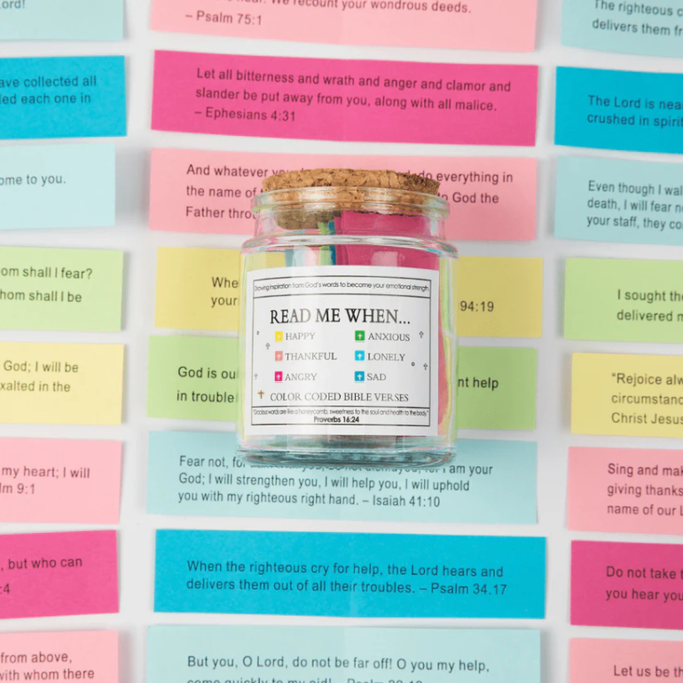 Bible Verse Jar – Daily Scripture by Mood (Faith-Based Gift Idea)
